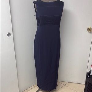 Jones New York  Elegant Navy Blue Sleeveless Dress with Free Sweater